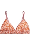 LOVE STORIES SATIN-TRIMMED PRINTED STRETCH-JERSEY SOFT-CUP TRIANGLE BRA