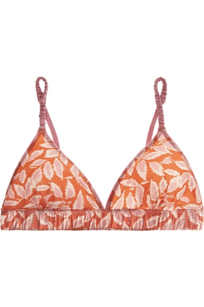 Love Stories Satin-trimmed Printed Stretch-jersey Soft-cup Triangle Bra In Papaya