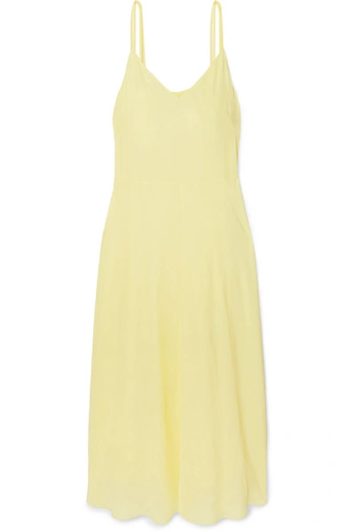 Vince Double-layer Spaghetti-strap Slip Dress In Yellow