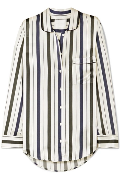 Asceno Striped Silk-charmeuse Pyjama Shirt In Ecru