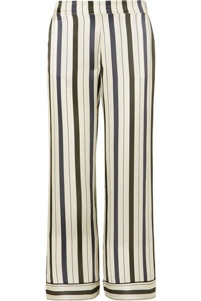 Asceno Striped Silk-charmeuse Pyjama Trousers In Ecru