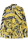 Versace Barocco Print Silk Blouse In Yellow