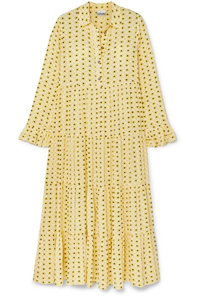 Ganni Printed Crepe Maxi Dress Maxi Dress Ganni Crepe Midi Dress Printed  Crepe LS Long Dress