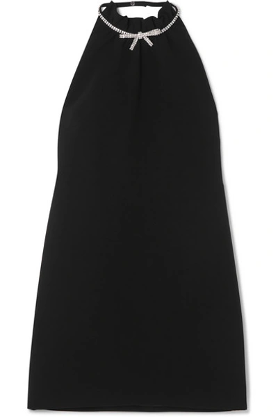 Miu Miu Crystal-embellished Cady Halterneck Mini Dress In Nero | ModeSens