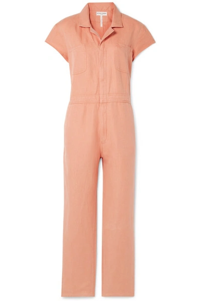 Apiece Apart Azore Cotton And Linen-blend Twill Jumpsuit In Peach