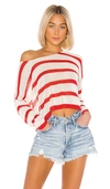 Superdown Adriana Knit Sweater In White & Red