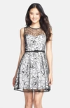 Eliza J Slvlss Flrl Illusn Fitflr Drs In Grey