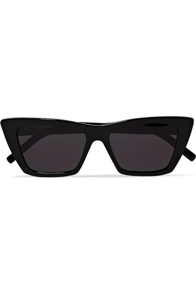 Saint Laurent Mica Cat-eye Acetate Sunglasses In Black