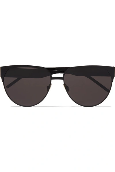 Saint Laurent Round-frame Metal Sunglasses In Black