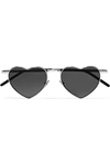 SAINT LAURENT Loulou heart-shaped silver-tone sunglasses