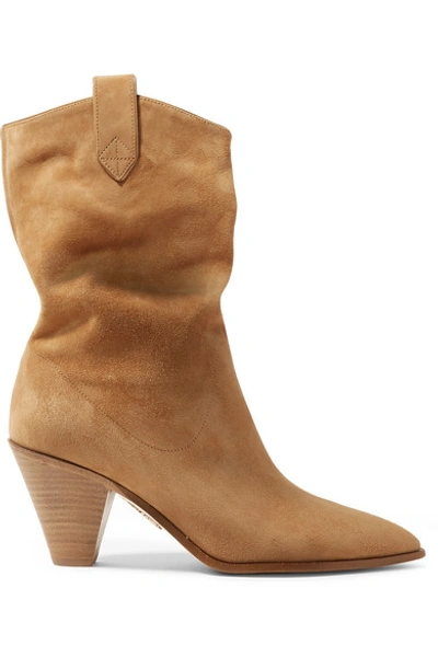 Aquazzura Boogie Cowboy 70 Suede Ankle Boots In Sand