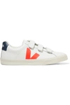 VEJA NET SUSTAIN 3-LOCK LOGO RUBBER-TRIMMED LEATHER SNEAKERS