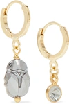 ISABEL MARANT VEDETTE GOLD AND SILVER-TONE AND CRYSTAL EARRINGS