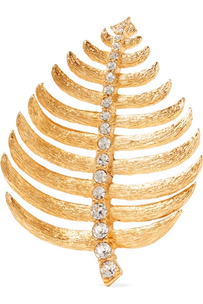 Kenneth Jay Lane Gold-tone Crystal Brooch