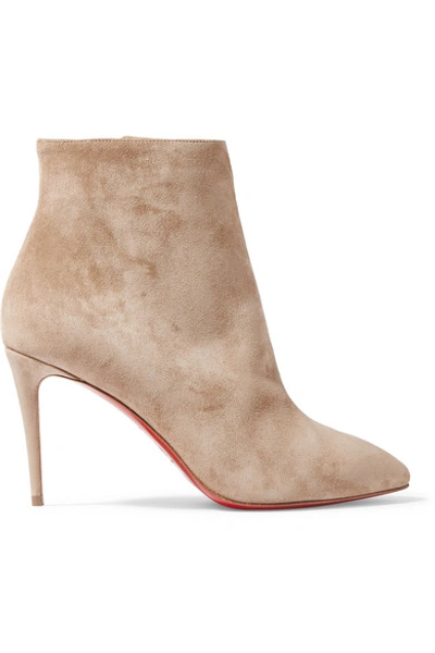 Christian Louboutin Eloise 85 Nocciola Suede Ankle Boots In Beige