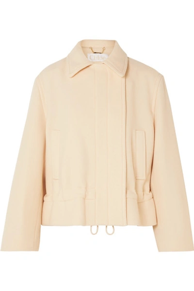 Chloé Cropped Wool-blend Jacket In White