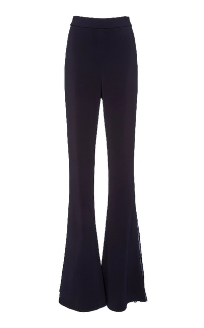 Cushnie Paneled Chiffon And Cady Wide-leg Pants In Blue
