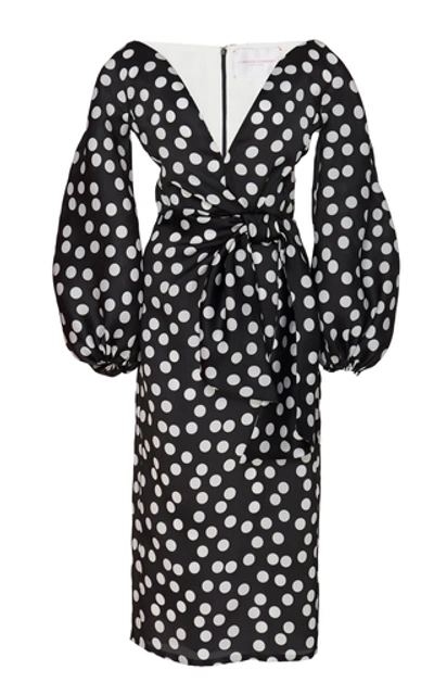 Carolina Herrera Bow-embellished Polka-dot Silk-organza Dress In Multi