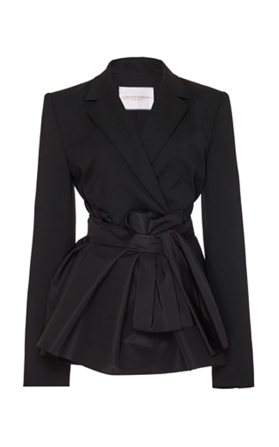 Carolina Herrera Wrap Waist Stretch-wool Blazer In Black