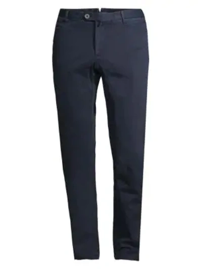 Isaia Skinny-fit Stretch Cotton-corduroy Trousers In Dark Blue