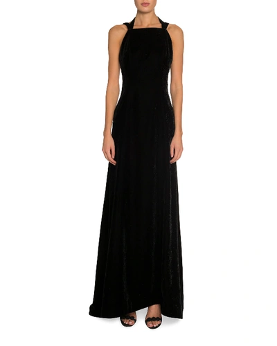 Alaïa Metallic-flecked Velvet A-line Gown In Black