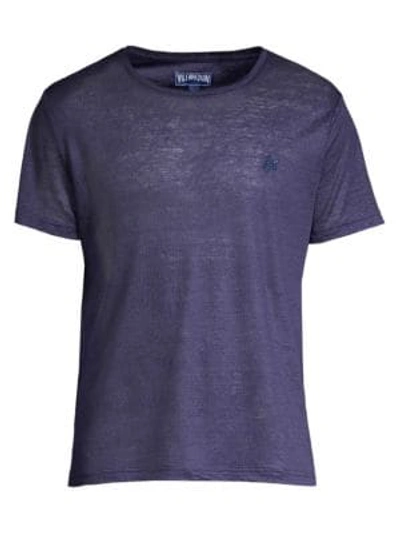 Vilebrequin Tiramisu Slim-fit Slub Linen T-shirt In Blue