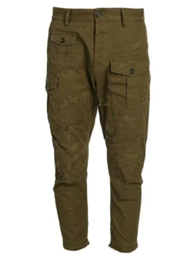 Dsquared2 Skinny-leg Distressed Cargo Pants In Military Green
