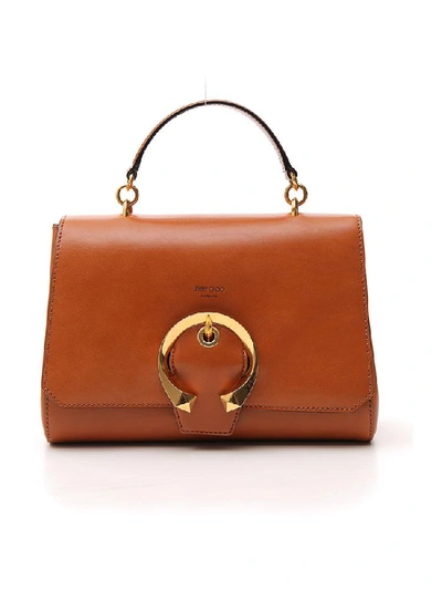 Jimmy Choo Madeline Tophandle Handbag In Brown Leather