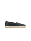 Saint Laurent Black Leather Monogram Espadrilles In Black