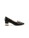 GUCCI LEATHER MID-HEEL PUMP WITH CRYSTAL G,12964657