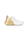 ALEXANDER MCQUEEN WHITE AND GOLD CHUNKY LEATHER LOW TOP trainers,560128WHT9S13452644