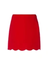 Miu Miu A-line Cady Mini Skirt W/ Scalloped Hem In Red