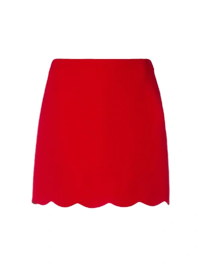 Miu Miu A-line Cady Mini Skirt W/ Scalloped Hem In Red