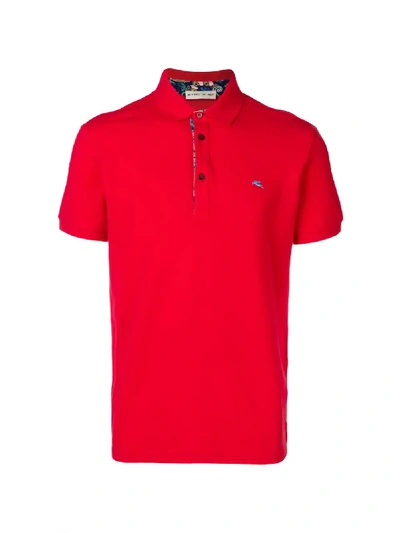 Etro Short Sleeve Polo Shirt In Red