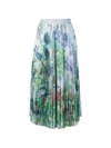 RED VALENTINO PLEATED FLORAL MIDI SKIRT,RR0MD00BEEZ13853444