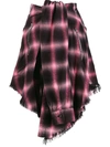 Amiri Asymmetric Checked Skirt In Pink