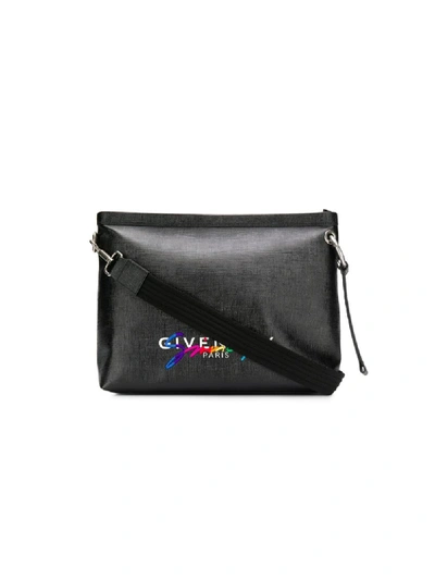 Givenchy Logo Coated Canvas Messenger Bag In Black