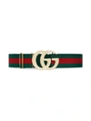 GUCCI ELASTIC WEB BELT WITH DOUBLE G BUCKLE,550107HGWLT13436998