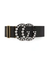 GUCCI ELASTIC BELT WITH CRYSTAL DOUBLE G BUCKLE,550111HGWOT13437017