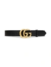 Gucci Wide Leather Belt With Double G Buckle In Black