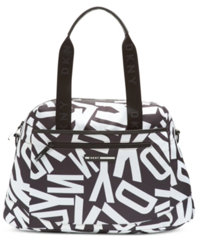 Dkny Nora Logo Duffel, Created For Macy's In Black/white/silver
