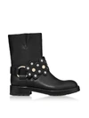RED VALENTINO RED VALENTINO BLACK LEATHER FLOWER PUZZLE BIKER BOOTS,10974632