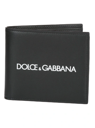Dolce & Gabbana Dolce And Gabbana 黑色徽标双折钱包 In Black