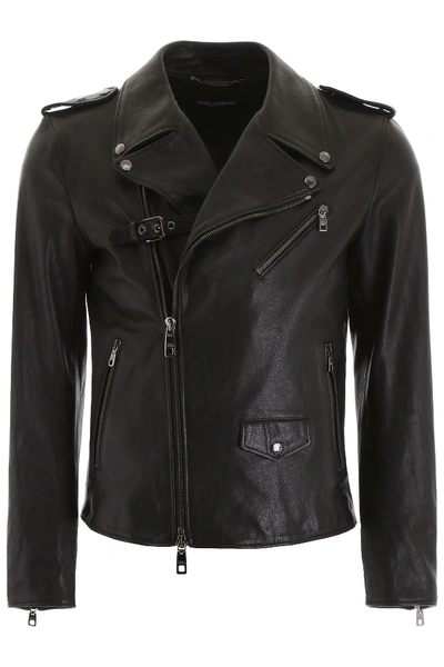 Dolce & Gabbana Biker Jacket In Nero (black)