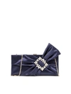 Roger Vivier Rv Broche Drapé Satin Clutch In Blu Navy (blue)