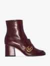 GUCCI GUCCI BURGUNDY MARMONT 75 FRINGED LEATHER ANKLE BOOTS,408210C9D0013969799