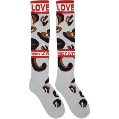 Charles Jeffrey Loverboy Grey & Brown Loverboy Monster Socks In Grey ,metallic