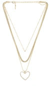 LUV AJ THE STUDDED HEARTS CHARM NECKLACE,LUVA-WL473