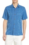 Tommy Bahama Kamari Short-sleeve Classic Fit Silk Jacquard Camp Shirt In Galaxy Blue