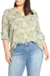 Kut From The Kloth Floral Print Blouse In Graysse Sage